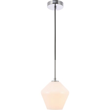 Gene One Light Chrome And Frosted White Glass Pendant
